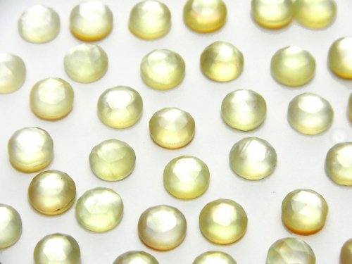 [Video] White Shell x Lemon Quartz AAA Round Rose Cut 6x6mm 5pcs
