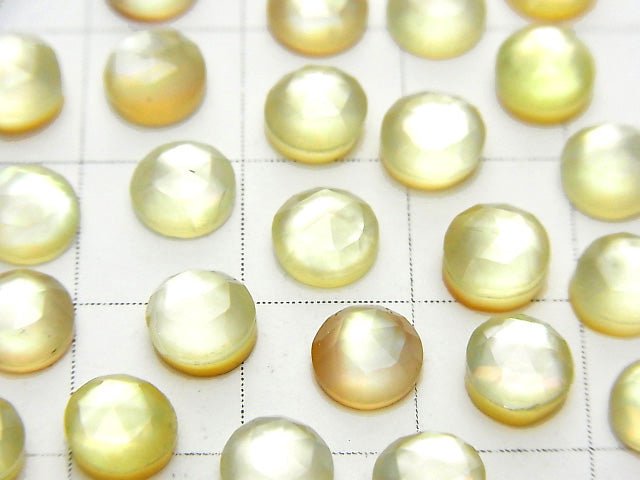[Video] White Shell x Lemon Quartz AAA Round Rose Cut 6x6mm 5pcs
