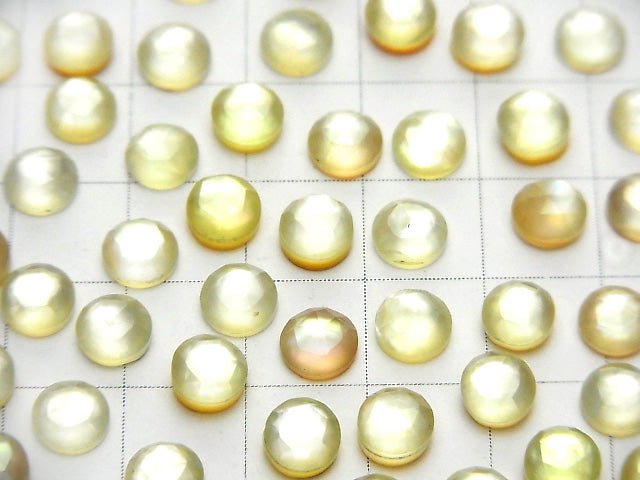 [Video] White Shell x Lemon Quartz AAA Round Rose Cut 6x6mm 5pcs