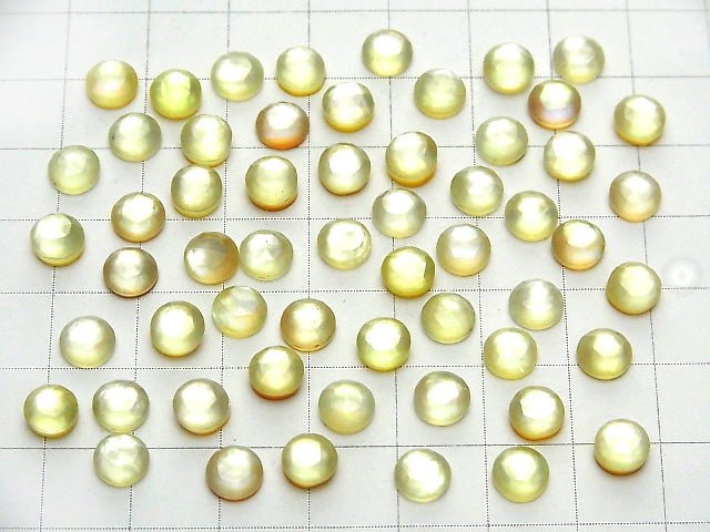 [Video] White Shell x Lemon Quartz AAA Round Rose Cut 6x6mm 5pcs