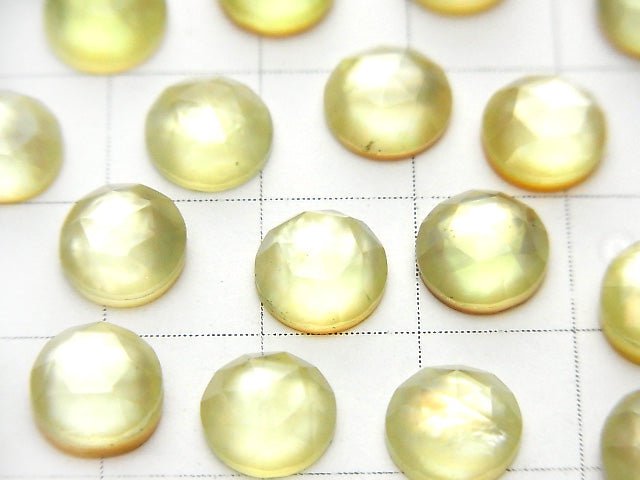 [Video] 3pcs $6.79! White Shell xLemon Quartz AAA Round Rose Cut 8x8mm
