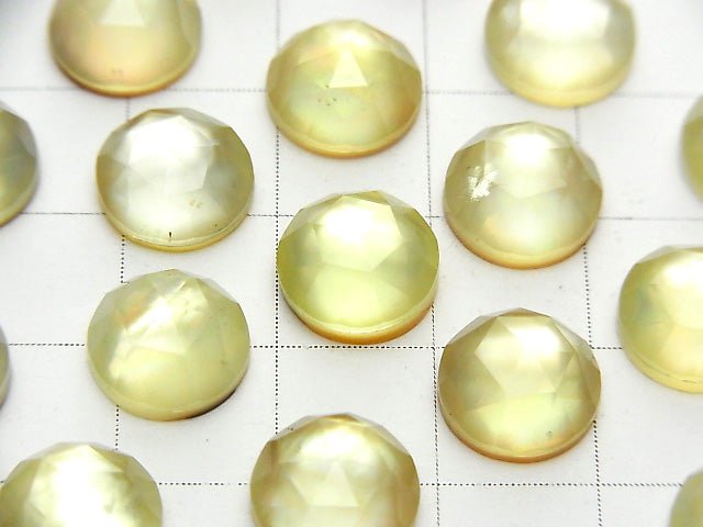 [Video] White Shell xLemon Quartz AAA Round Rose Cut 10x10mm 3pcs