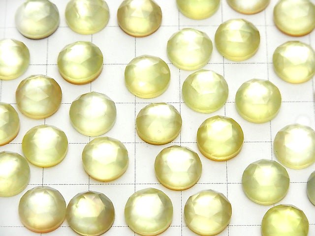 [Video] White Shell xLemon Quartz AAA Round Rose Cut 10x10mm 3pcs