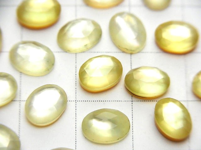 [Video] White Shell x Lemon Quartz AAA Oval Rose Cut 8x6mm 5pcs
