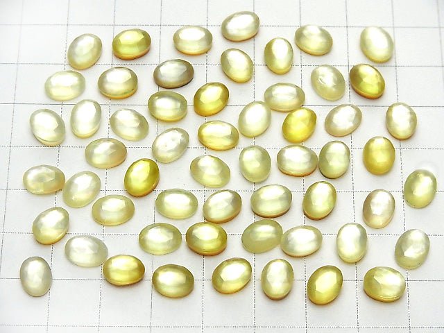 [Video] White Shell x Lemon Quartz AAA Oval Rose Cut 8x6mm 5pcs