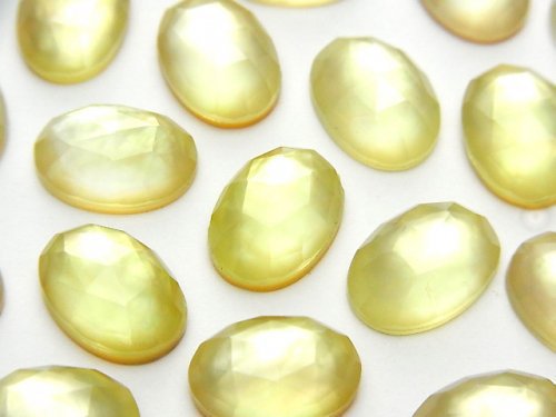 [Video] White Shell xLemon Quartz AAA Oval Rose Cut 14x10mm 2pcs