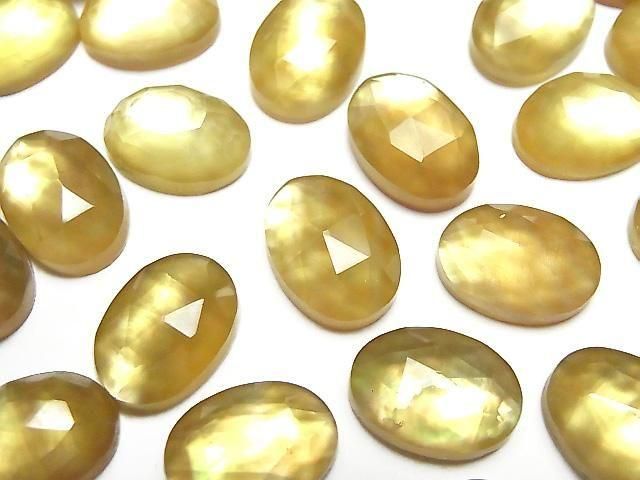 白貝 x 檸檬石英 AAA 橢圓刻面 14x10mm 2顆