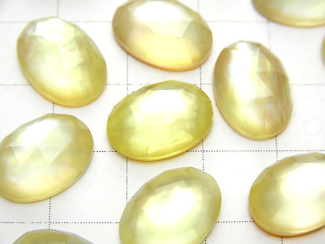 [Video] White Shell xLemon Quartz AAA Oval Rose Cut 14x10mm 2pcs