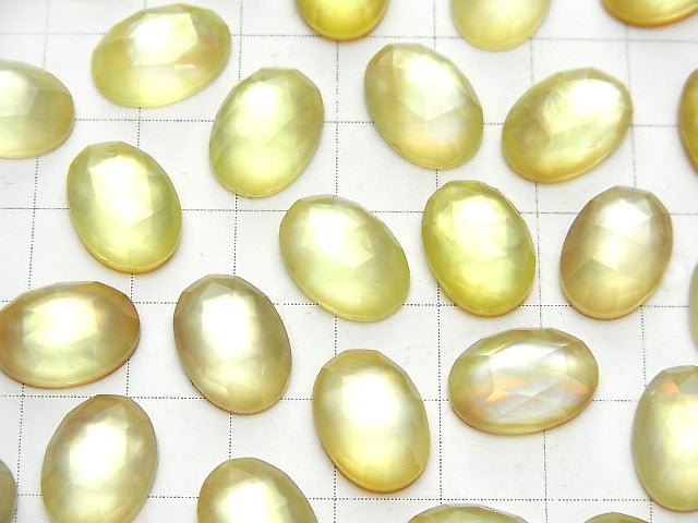 [Video] White Shell xLemon Quartz AAA Oval Rose Cut 14x10mm 2pcs