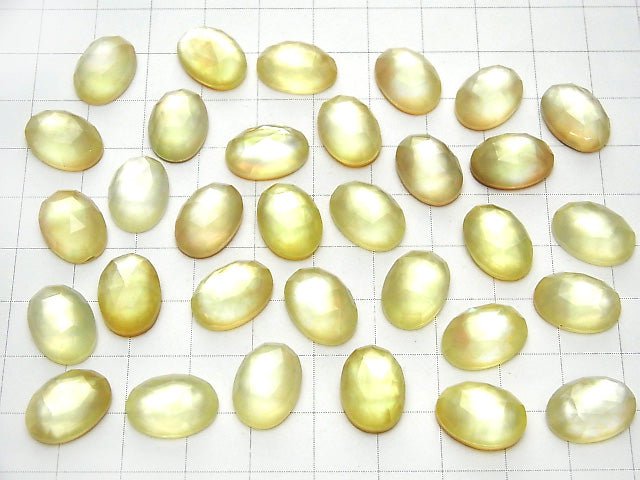 [Video] White Shell xLemon Quartz AAA Oval Rose Cut 14x10mm 2pcs