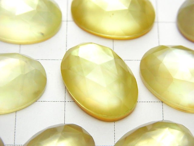 [Video] White Shell xLemon Quartz AAA Oval Rose Cut 18x13mm 1pc