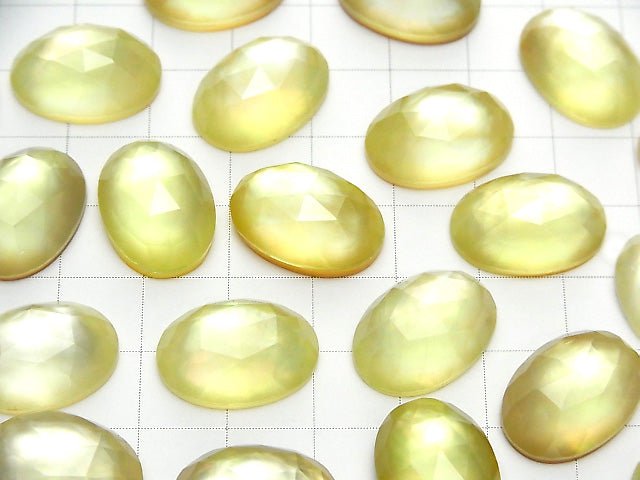 [Video] White Shell xLemon Quartz AAA Oval Rose Cut 18x13mm 1pc