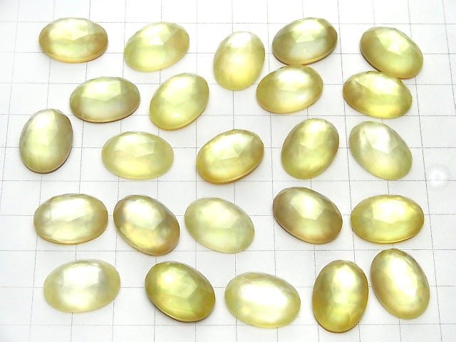 [Video] White Shell xLemon Quartz AAA Oval Rose Cut 18x13mm 1pc