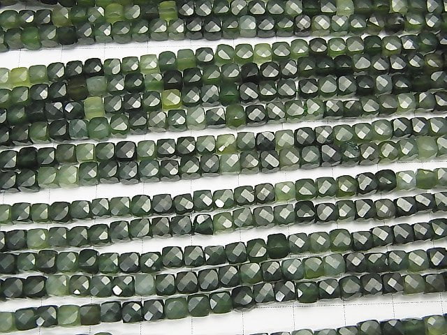 High Quality!  Nephrite Jade AA++ Cube Shape 4x4x4mm 1strand beads (aprx.15inch/37cm)