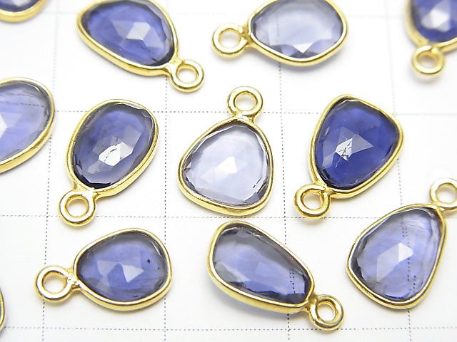 [Video]High Quality Iolite AAA- Bezel Setting Freeform Rose Cut [One Side] 18KGP 4pcs