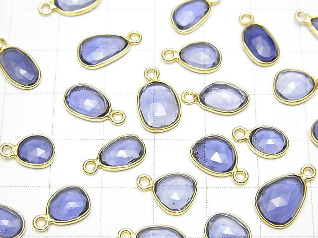 [Video]High Quality Iolite AAA- Bezel Setting Freeform Rose Cut [One Side] 18KGP 4pcs
