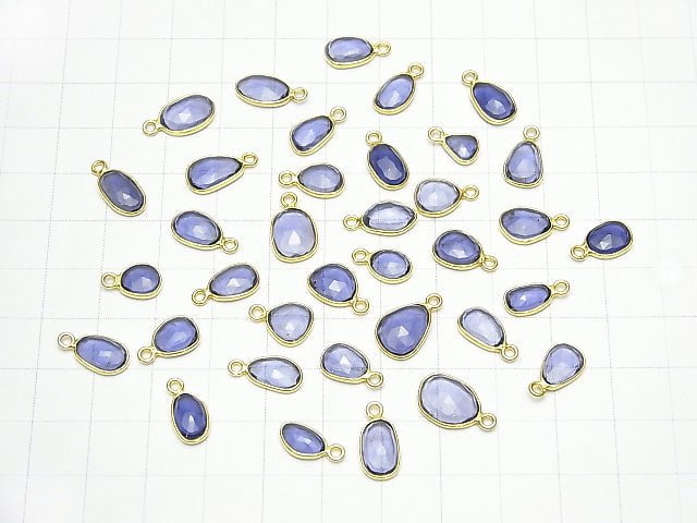 [Video]High Quality Iolite AAA- Bezel Setting Freeform Rose Cut [One Side] 18KGP 4pcs