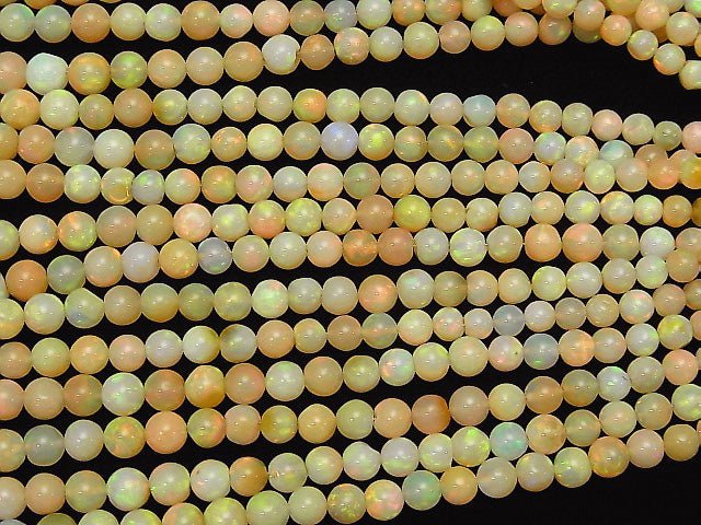 [Video] High Quality Ethiopia Opal AAA Round 3.5-7mm half or 1strand beads (aprx.16inch / 40cm)