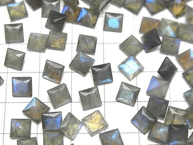 [Video]High Quality Labradorite AAA- Loose stone Princess cut 6x6mm 3pcs