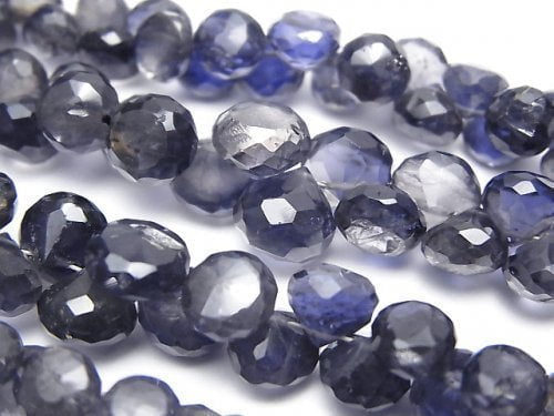 [Video] High Quality Iolite AAA- Onion Faceted Briolette [Dark Color] half or 1strand beads (aprx.7inch / 18cm)