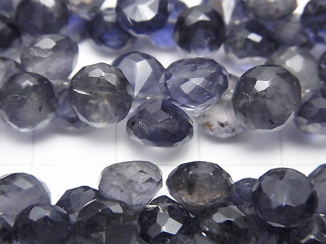 [Video] High Quality Iolite AAA- Onion Faceted Briolette [Dark Color] half or 1strand beads (aprx.7inch / 18cm)