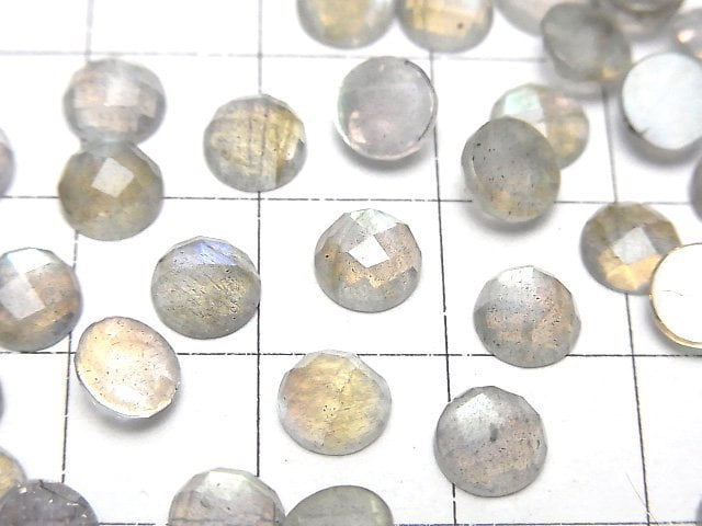 [Video]Labradorite AAA- Round Faceted Cabochon 6x6mm 4pcs