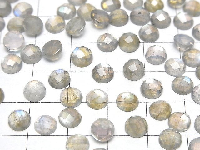 [Video]Labradorite AAA- Round Faceted Cabochon 6x6mm 4pcs