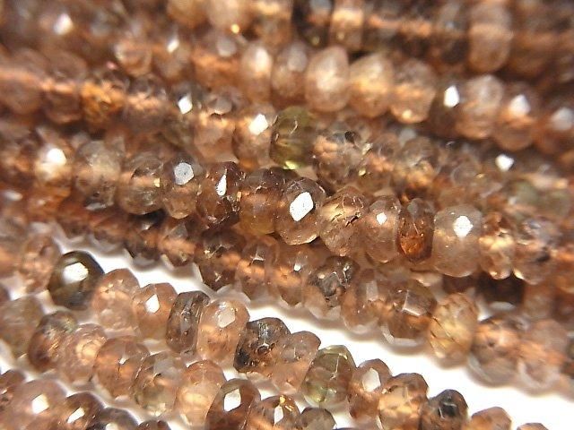 [Video]High Quality Andalusite AA++ Faceted Button Rondelle half or 1strand beads (aprx.13inch/32cm)