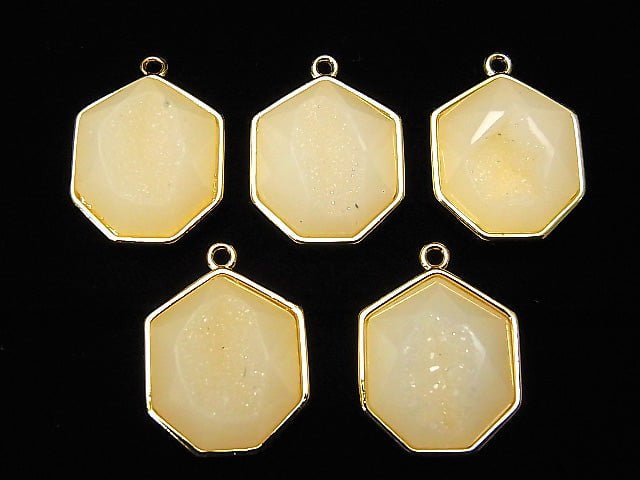 Druzy Agate Heptagon Charm 20x17mm 2pcs $5.79!