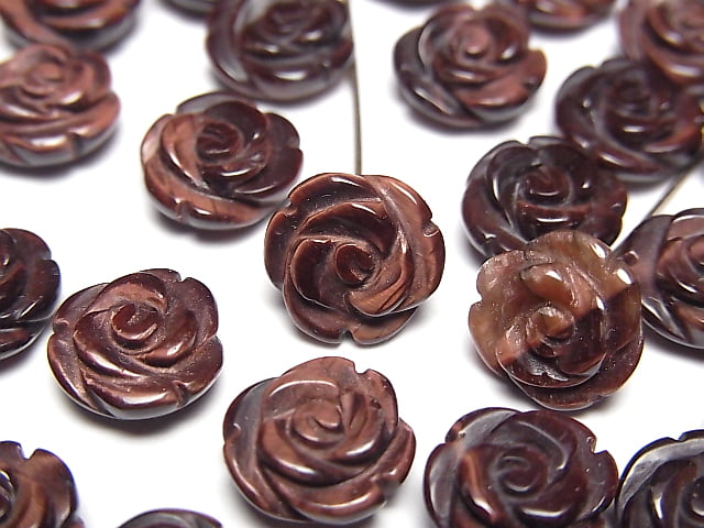 [Video] Red Tiger's Eye AA++ Rose 10mm [Half Drilled Hole ] 4pcs
