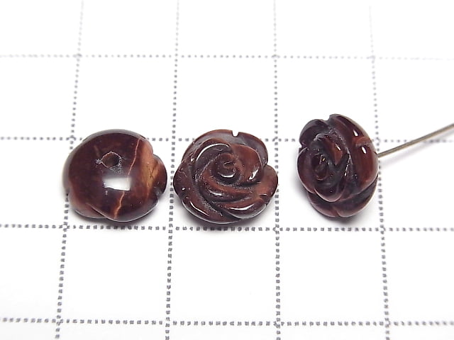 [Video] Red Tiger's Eye AA++ Rose 10mm [Half Drilled Hole ] 4pcs