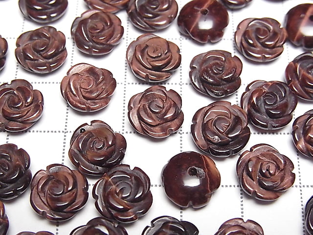 [Video] Red Tiger's Eye AA++ Rose 10mm [Half Drilled Hole ] 4pcs