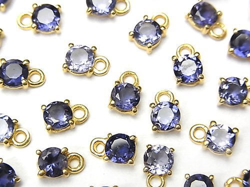 Bezel Setting, Iolite, Round Gemstone Beads