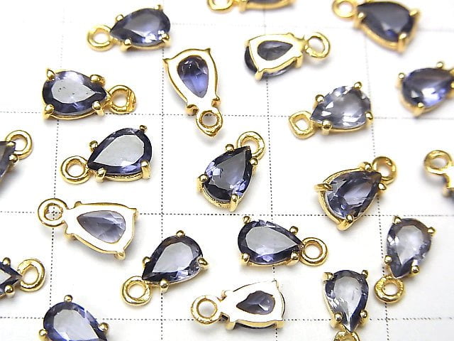 Hochwertiger Iolith AAA Zargenfassung Birnenform Facettiert 6x4mm 18KGP 2 Stück 6,79 $!