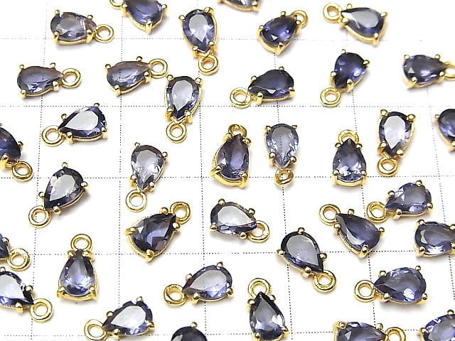 Hochwertiger Iolith AAA Zargenfassung Birnenform Facettiert 6x4mm 18KGP 2 Stück 6,79 $!