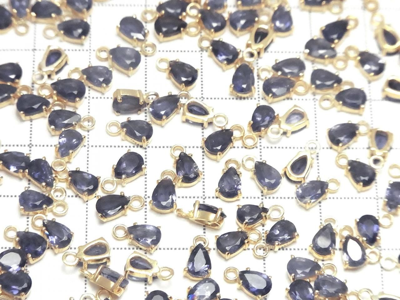 Hochwertiger Iolith AAA Zargenfassung Birnenform Facettiert 6x4mm 18KGP 2 Stück 6,79 $!