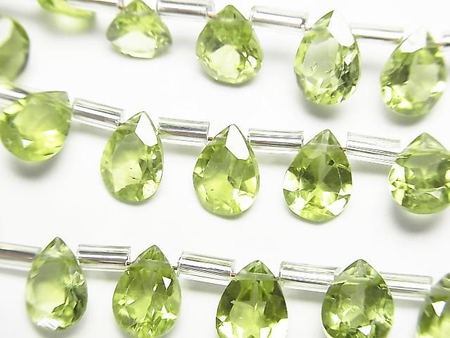 Péridot de haute qualité AAA, forme poire facettée, 8x6 mm, demi ou 1 rang (16 perles)