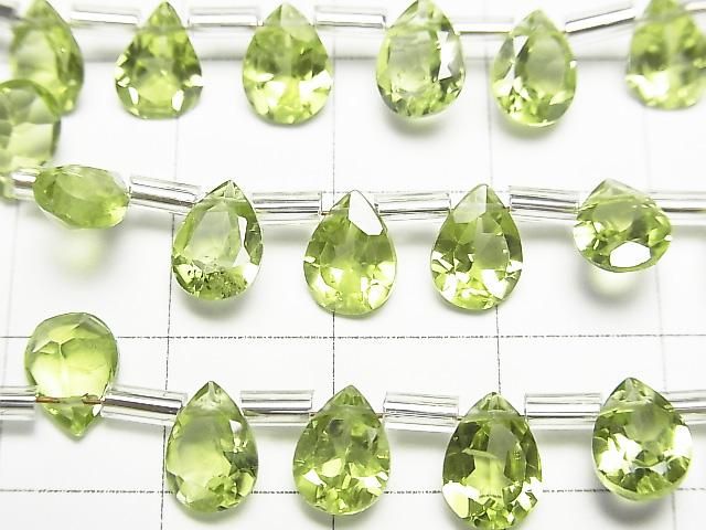 Péridot de haute qualité AAA, forme poire facettée, 8x6 mm, demi ou 1 rang (16 perles)