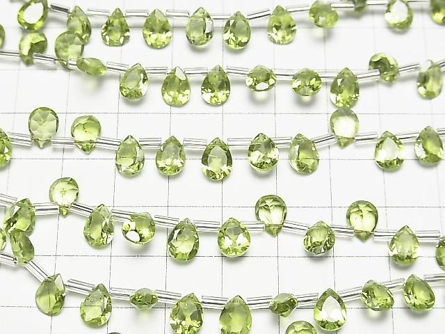 Péridot de haute qualité AAA, forme poire facettée, 8x6 mm, demi ou 1 rang (16 perles)