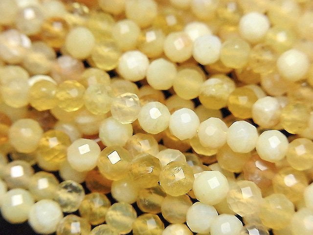 [Video]High Quality! Yellow Opal AA++ Faceted Round 4mm 1strand beads (aprx.15inch/37cm)