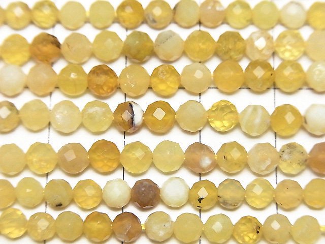 [Video]High Quality! Yellow Opal AA++ Faceted Round 4mm 1strand beads (aprx.15inch/37cm)