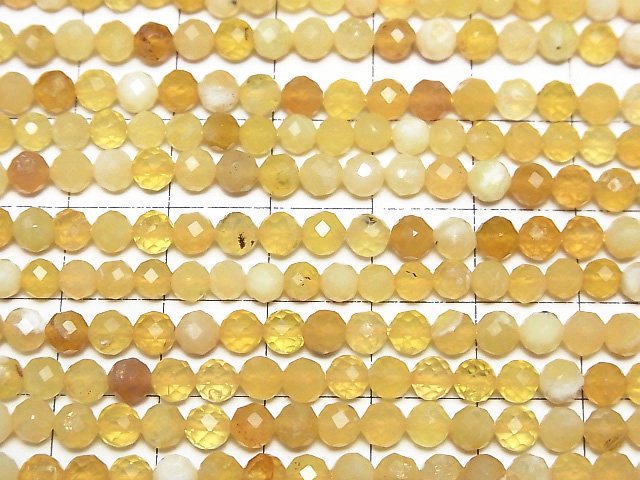 [Video]High Quality! Yellow Opal AA++ Faceted Round 4mm 1strand beads (aprx.15inch/37cm)