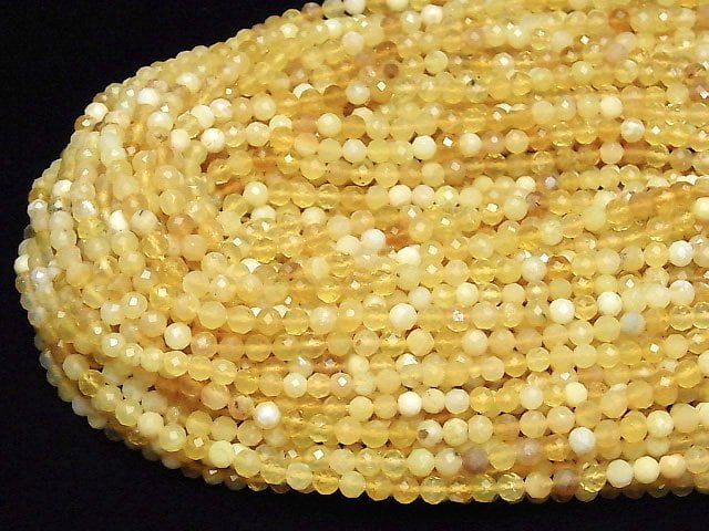 [Video]High Quality! Yellow Opal AA++ Faceted Round 4mm 1strand beads (aprx.15inch/37cm)