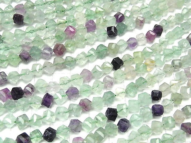 1strand $14.99! Multicolor Fluorite AA ++ Dice Shape 7x7x7mm 1strand beads (aprx.14inch / 34cm)