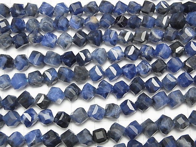 [Video] Sodalite AA++ Dice Shape 6x6x6mm half or 1strand beads (aprx.14inch/35cm)