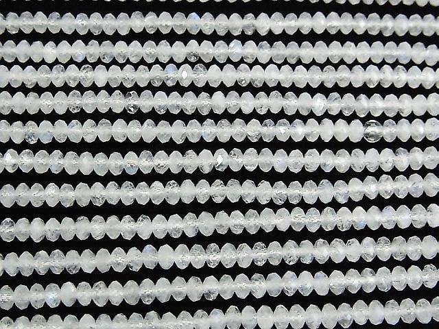 [Video] High Quality Rainbow Moonstone AA++ Faceted Button Rondelle 3x3x2mm 1strand beads (aprx.15inch / 37cm)