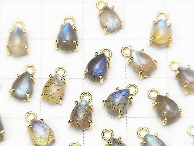 High Quality Labradorite AAA Bezel Setting Pear shape 7x5mm 18KGP  4pcs $11.79!