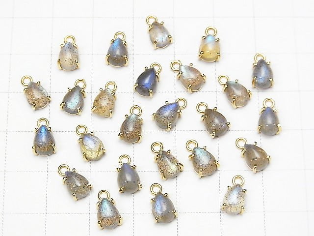 High Quality Labradorite AAA Bezel Setting Pear shape 7x5mm 18KGP  4pcs $11.79!