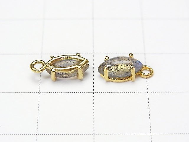 [Video] High Quality Labradorite AAA Bezel Setting Marquise 8x4mm 18KGP  4pcs $9.79!