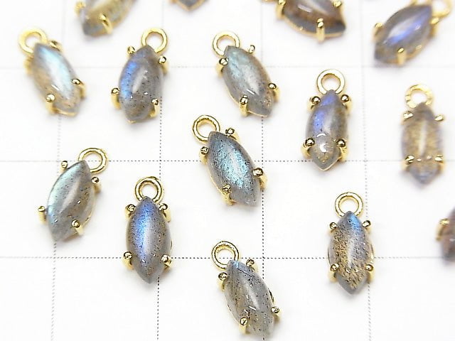 [Video] High Quality Labradorite AAA Bezel Setting Marquise 8x4mm 18KGP  4pcs $9.79!